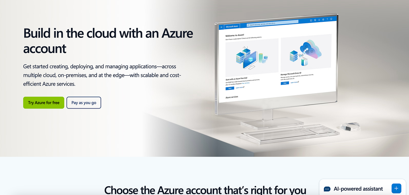 Screenshot azure.microsoft.com/en-us/free