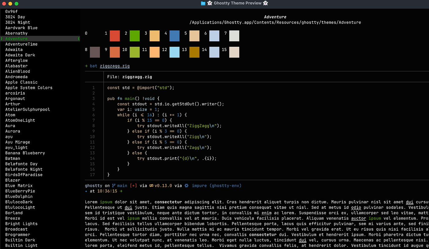 Ghostty feature I like — choosing theme