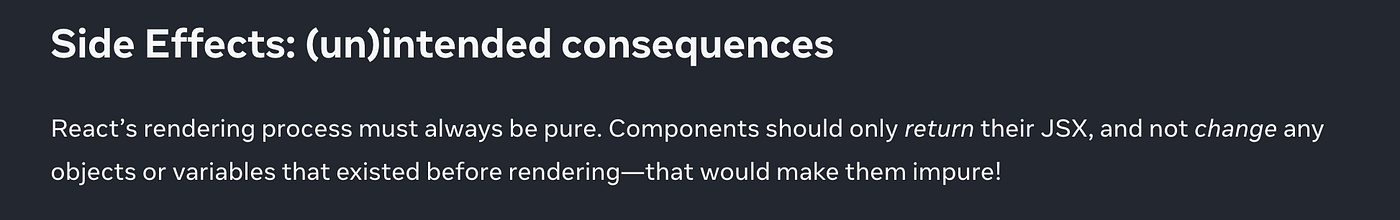 Screenshot, side effect in React doc