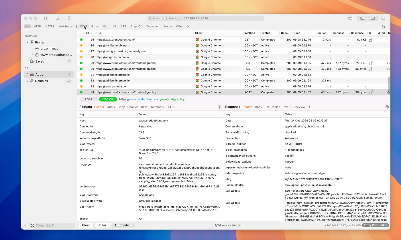 Screenshot Proxyman UI on their website