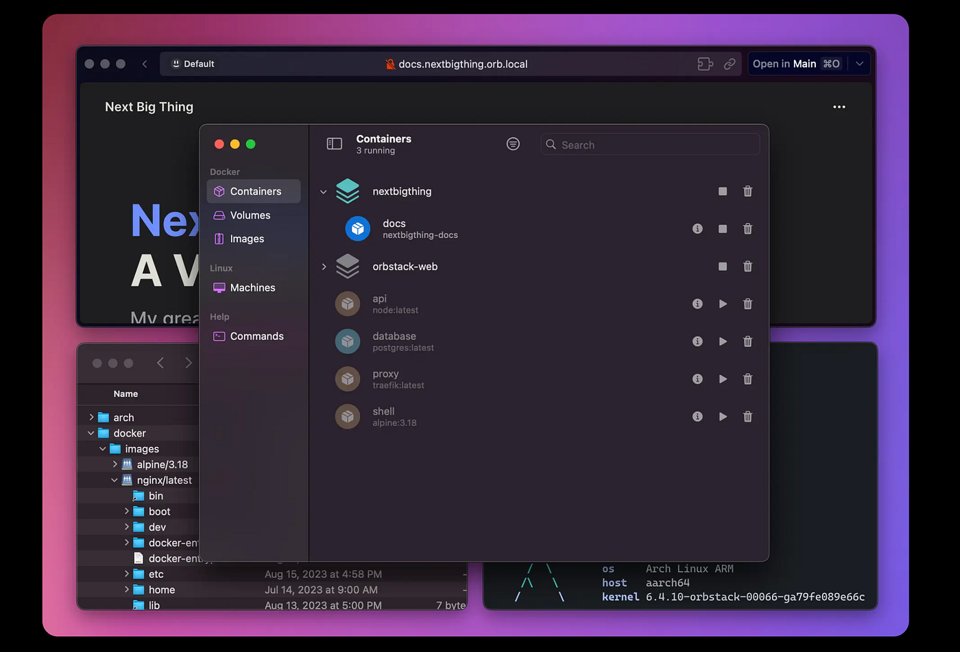 Screenshot — OrbStack UI